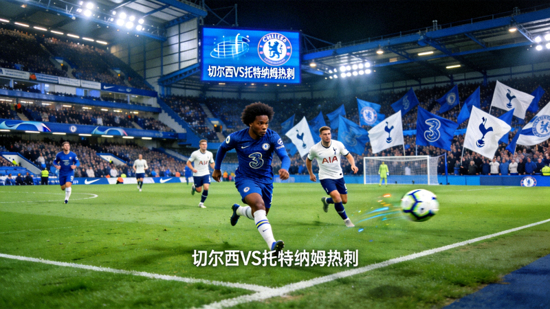 英超切尔西与托特纳姆热刺的伦敦德比直播画面，斯坦福桥球场